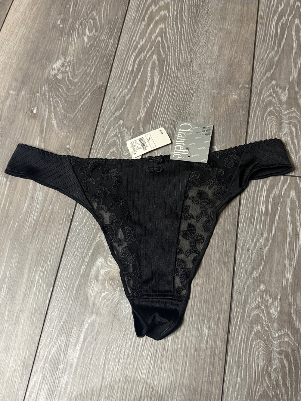 Chantelle Black Lace-Panel Girls' Bikini Bottoms